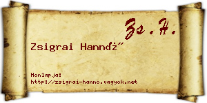 Zsigrai Hannó névjegykártya